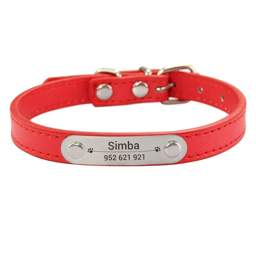 (Personalized) - Leather Dog Collar
