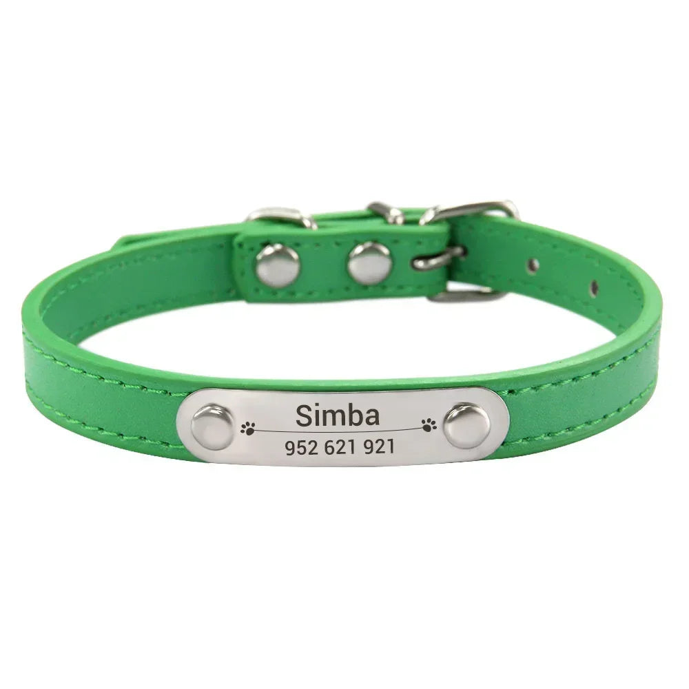 (Personalized) - Leather Dog Collar