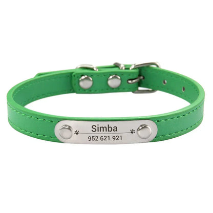 (Personalized) - Leather Dog Collar