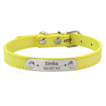 (Personalized) - Leather Dog Collar