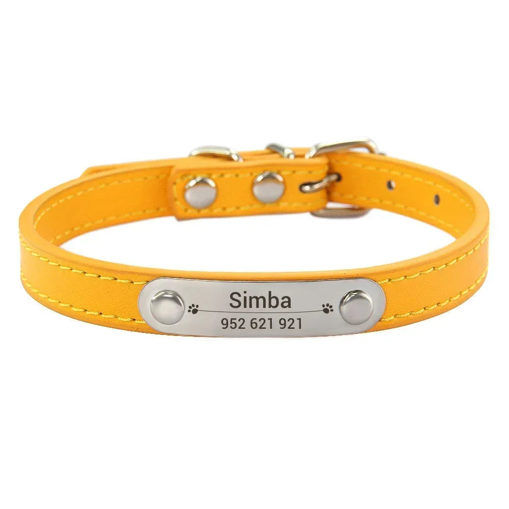 (Personalized) - Leather Dog Collar