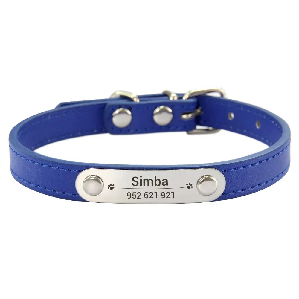 (Personalized) - Leather Dog Collar