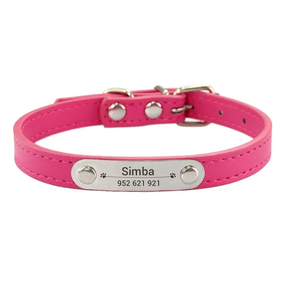 (Personalized) - Leather Dog Collar