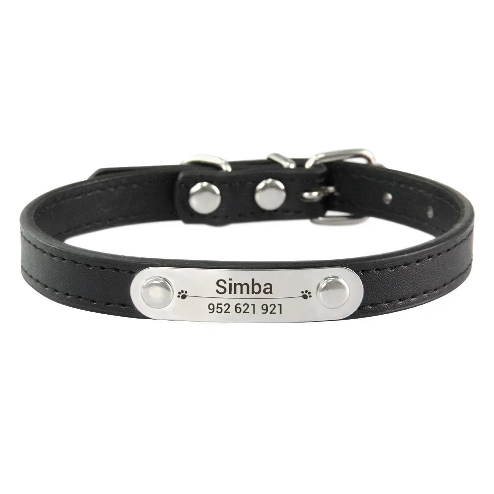 (Personalized) - Leather Dog Collar