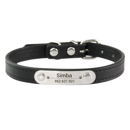 (Personalized) - Leather Dog Collar