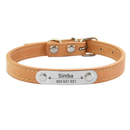 (Personalized) - Leather Dog Collar