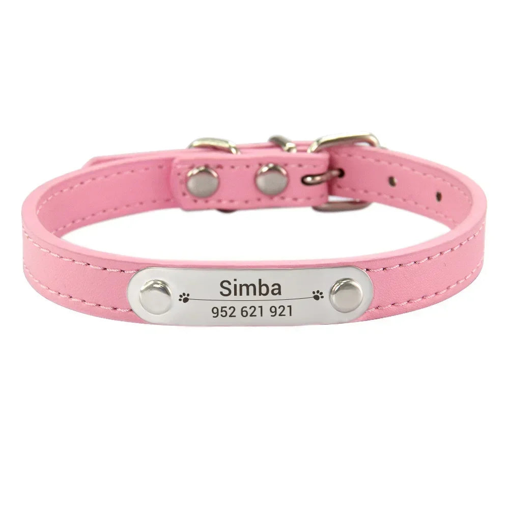 (Personalized) - Leather Dog Collar