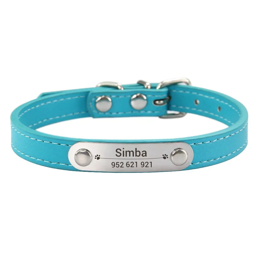 (Personalized) - Leather Dog Collar