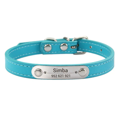 (Personalized) - Leather Dog Collar