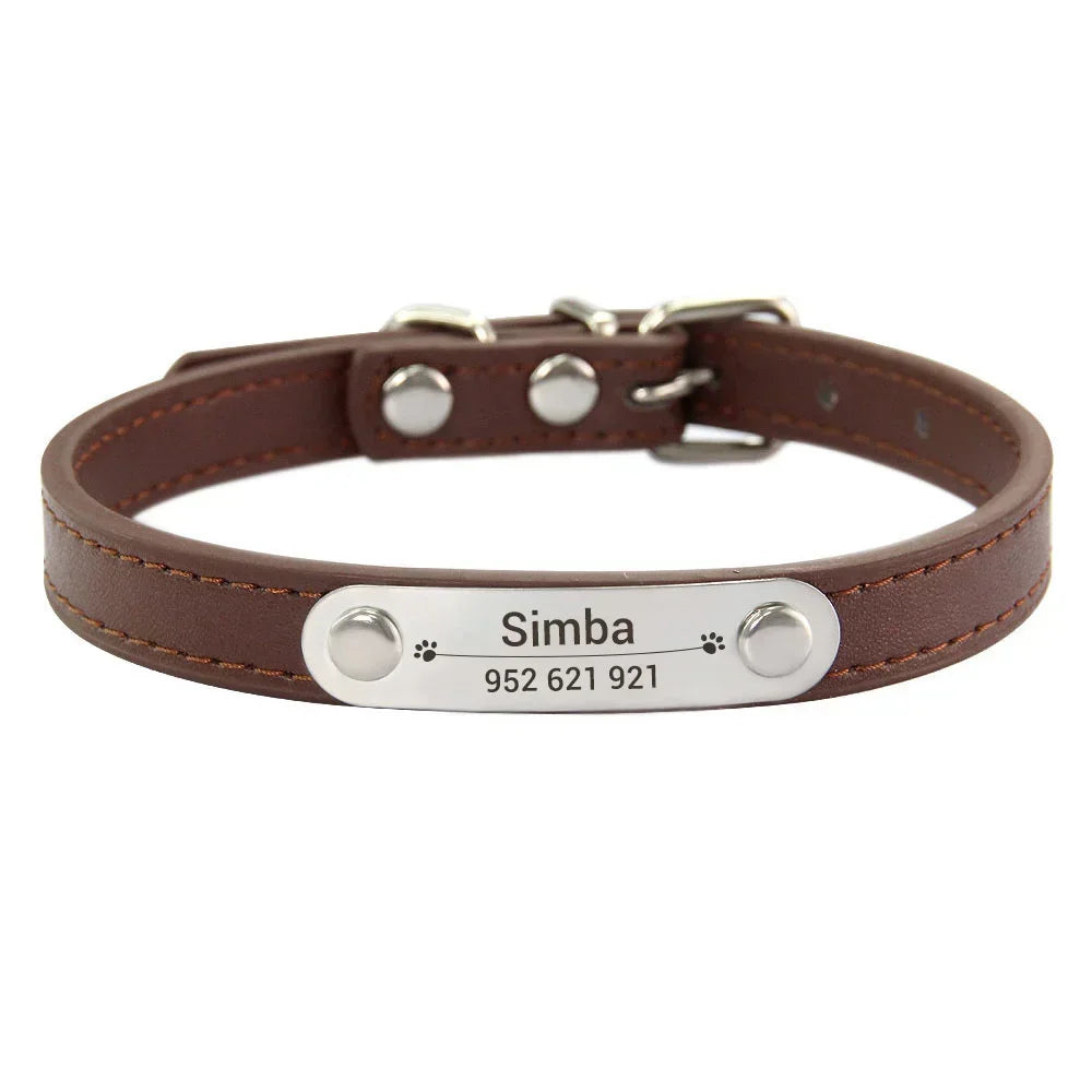 (Personalized) - Leather Dog Collar