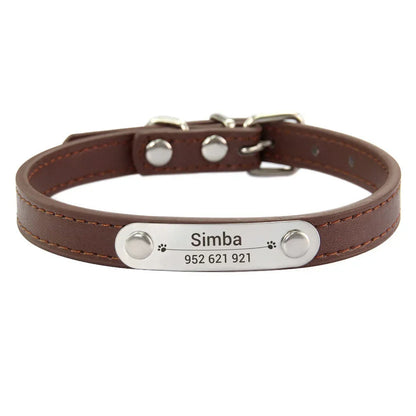 (Personalized) - Leather Dog Collar