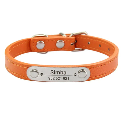 (Personalized) - Leather Dog Collar