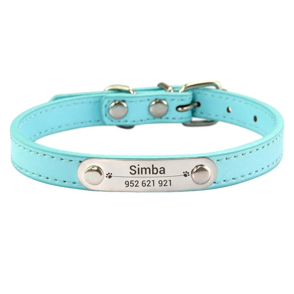 (Personalized) - Leather Dog Collar