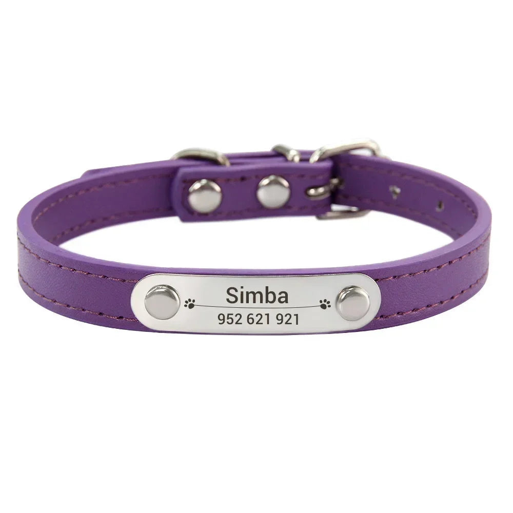 (Personalized) - Leather Dog Collar