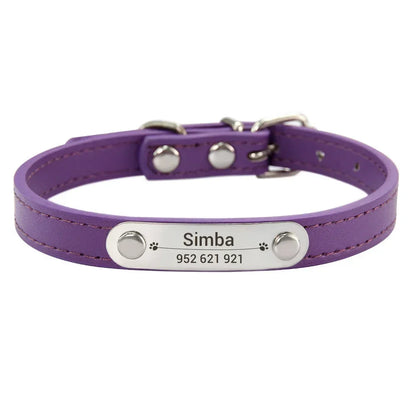 (Personalized) - Leather Dog Collar