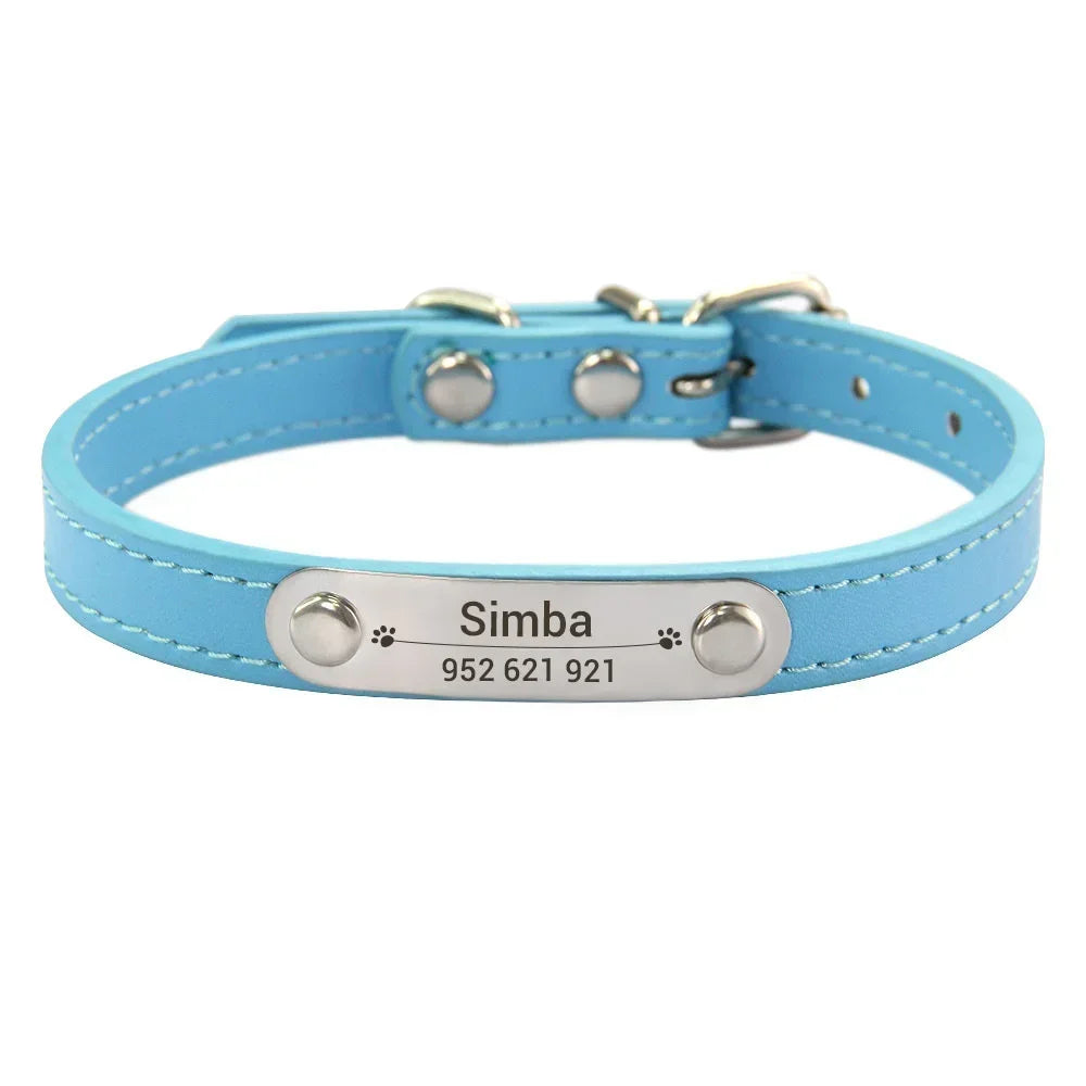 (Personalized) - Leather Dog Collar