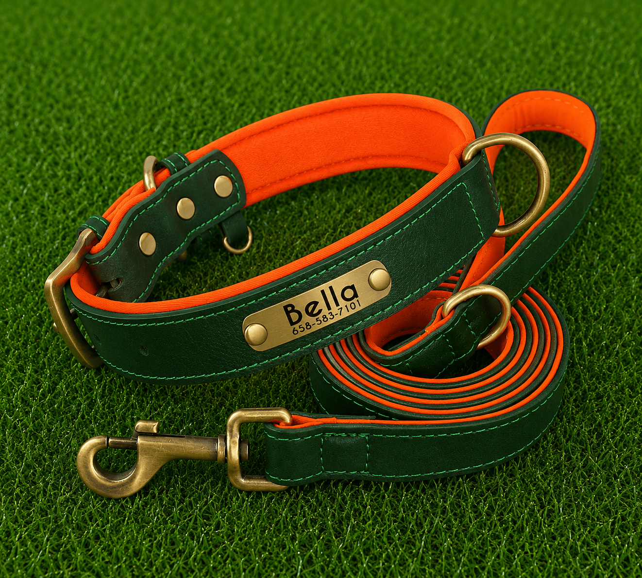 Leather Collar (Personalized) & Leash Set - Imperial Pawz