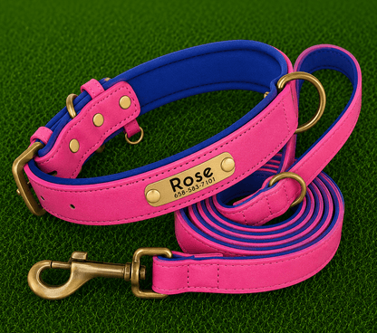 Leather Collar (Personalized) & Leash Set - Imperial Pawz